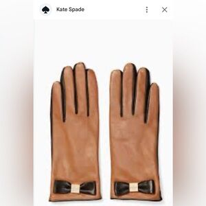 Kate Spade NEW Color Block Leather Gloves with Black Bow & Gold Hardware